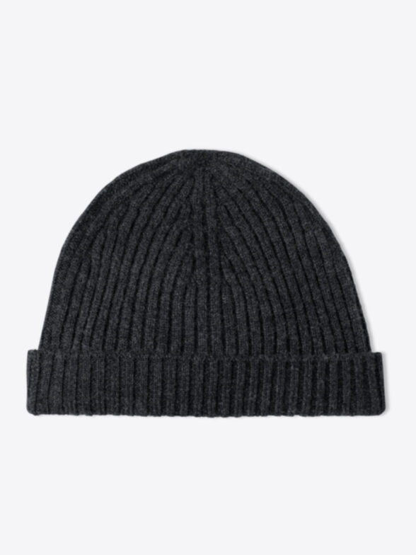 Thumb Photo of Charcoal Cashmere Ribbed Beanie