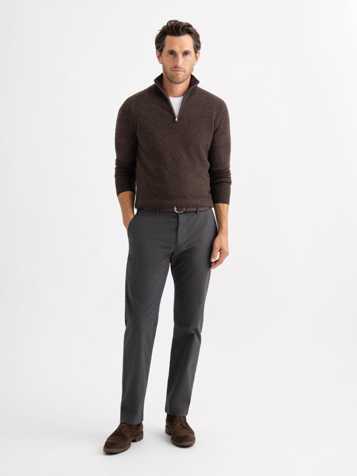 brown dress sweater men Knitted polo-neck sweater - Men
