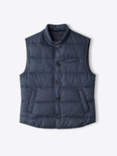Cortina Navy Herringbone Button Vest Product Thumbnail 1