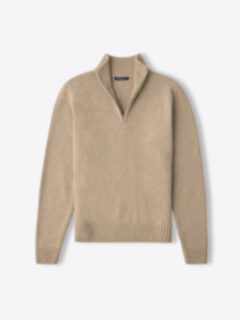 Shop Fawn Wool and Cashmere Half-Zip Sweater