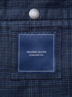 Brera Navy Glen Plaid Cotton and Linen Zip Vest Product Thumbnail 4
