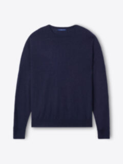 Shop Navy Biella S130s Merino Crewneck Sweater