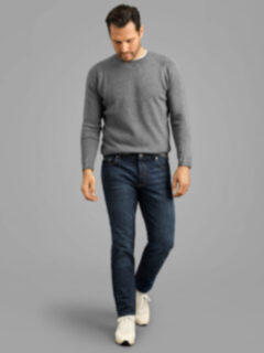 Grey Wool and Cotton Raglan Crewneck Sweater Product Thumbnail 2