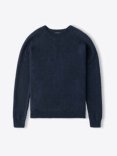 Shop Navy Wool and Cotton Raglan Crewneck Sweater