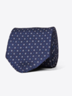 Savoia Navy and Light Blue Floral Dot Tie Product Thumbnail 1