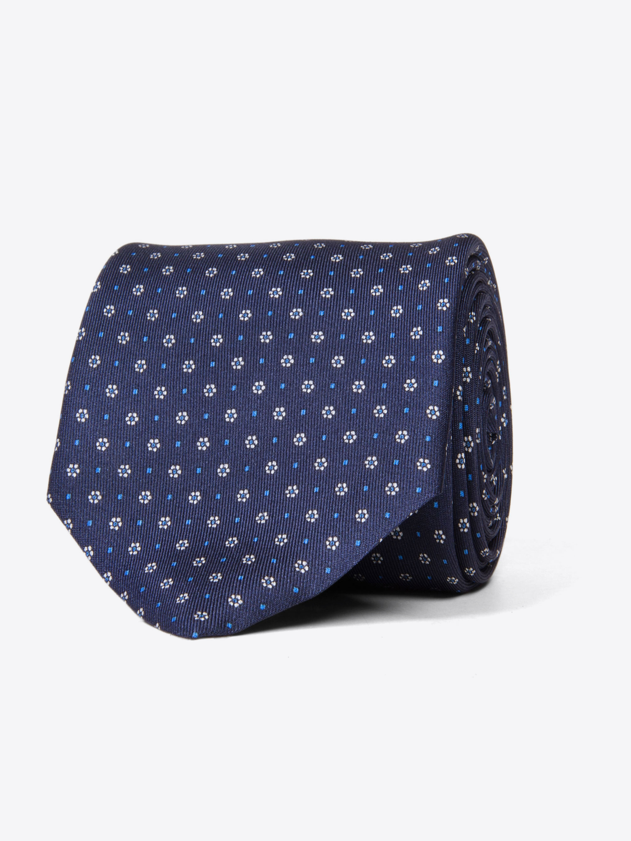 Zoom Image of Savoia Navy and Light Blue Floral Dot Tie