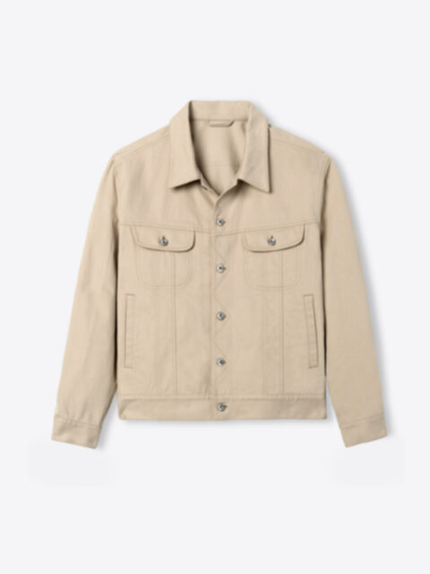 Suggested Item: Sedona Beige Stretch Cotton Trucker Jacket
