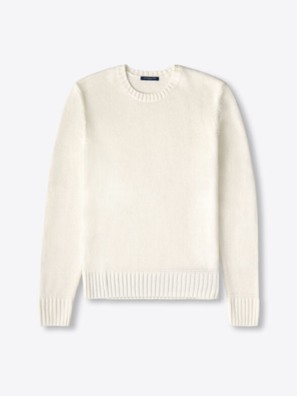 Thumb Photo of Cream Cotton and Linen Crewneck Sweater