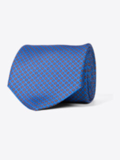 Trieste Blue and Orange Foulard Tie Product Thumbnail 1