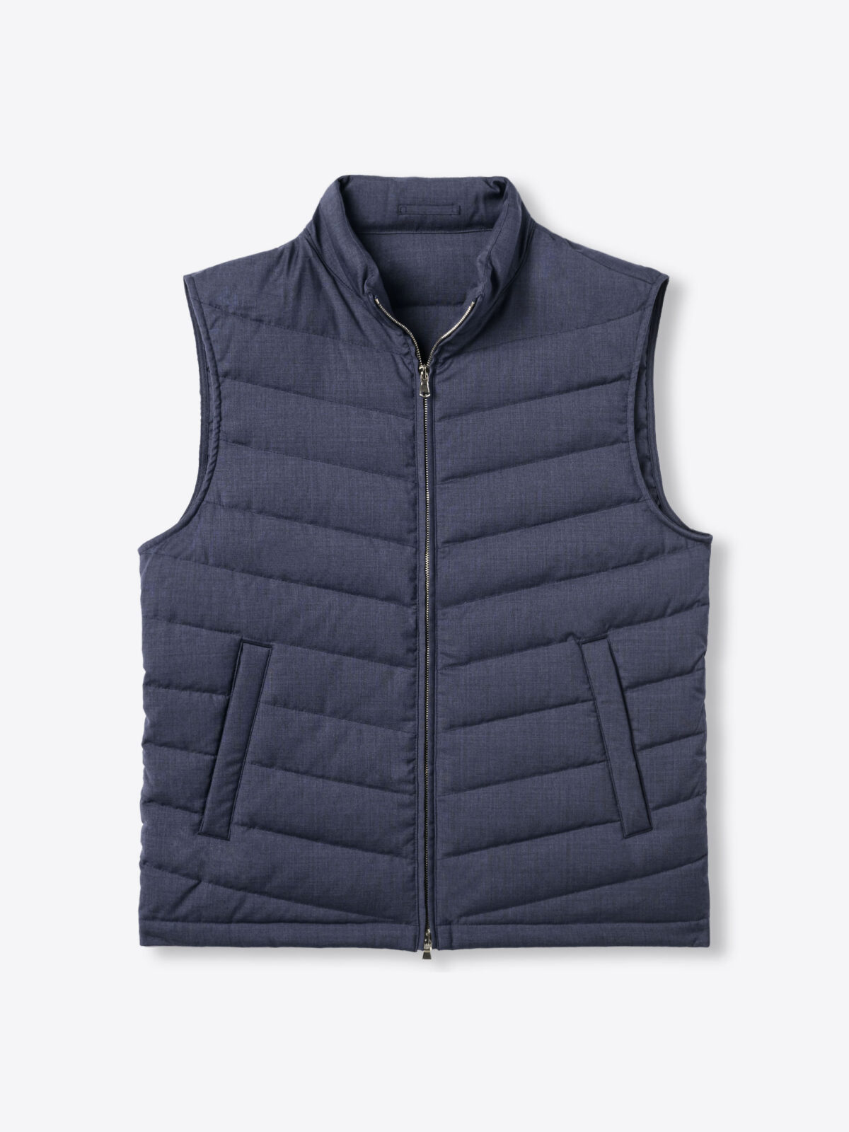 Brera Navy Merino Wool Zip Vest