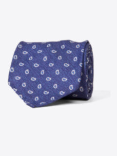 Olmo Blue and White Paisley Print Tie Product Thumbnail 1