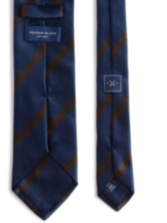 Navy and Brown Satin Stripe Tie Product Thumbnail 4