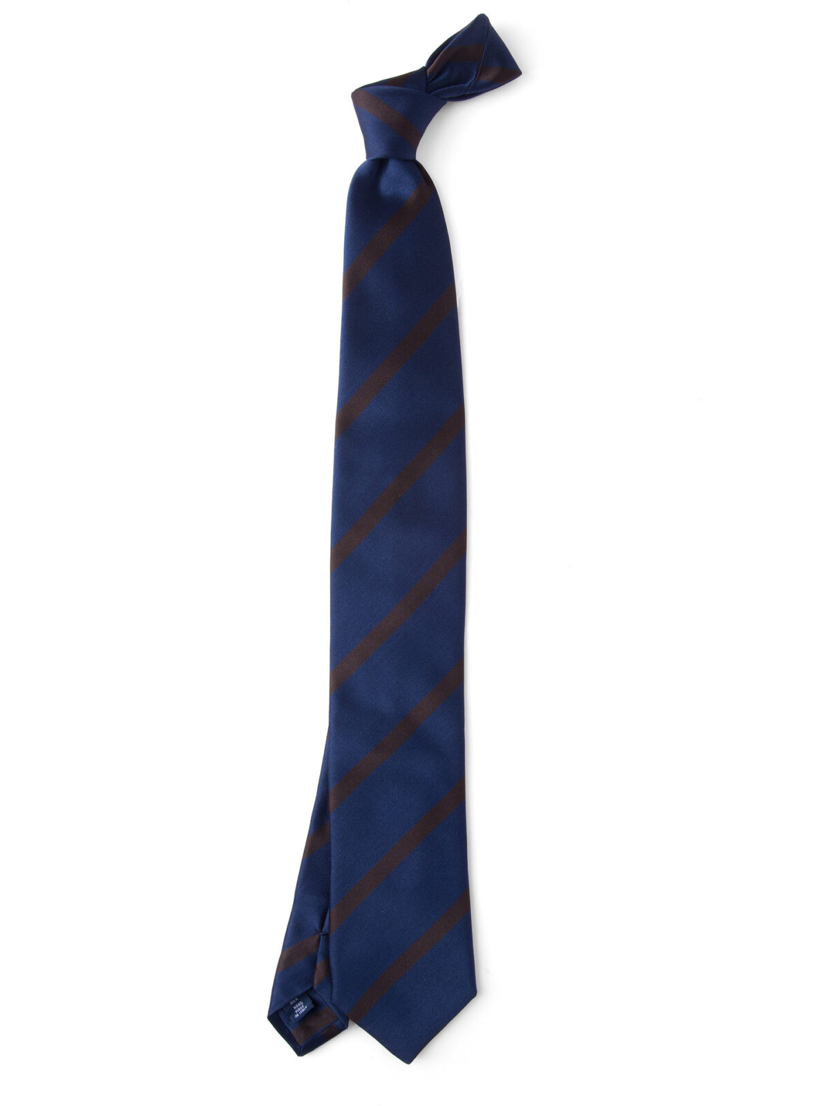 Navy and Brown Satin Stripe Tie