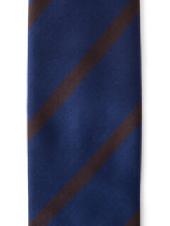 Navy and Brown Satin Stripe Tie Product Thumbnail 3