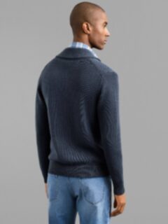 Proper Cloth Navy Merino and Cashmere Shawl Cardigan