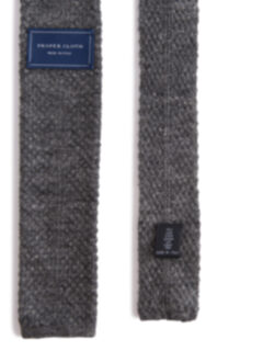Grey Linen Knit Tie Product Thumbnail 4