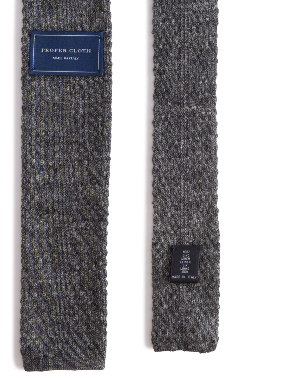 Grey Linen Knit Tie