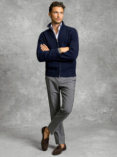 Navy Merino Full-Zip Sweater Product Thumbnail 3