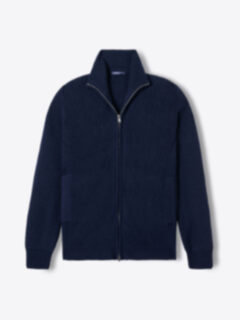 Navy Merino Full-Zip Sweater Product Thumbnail 1