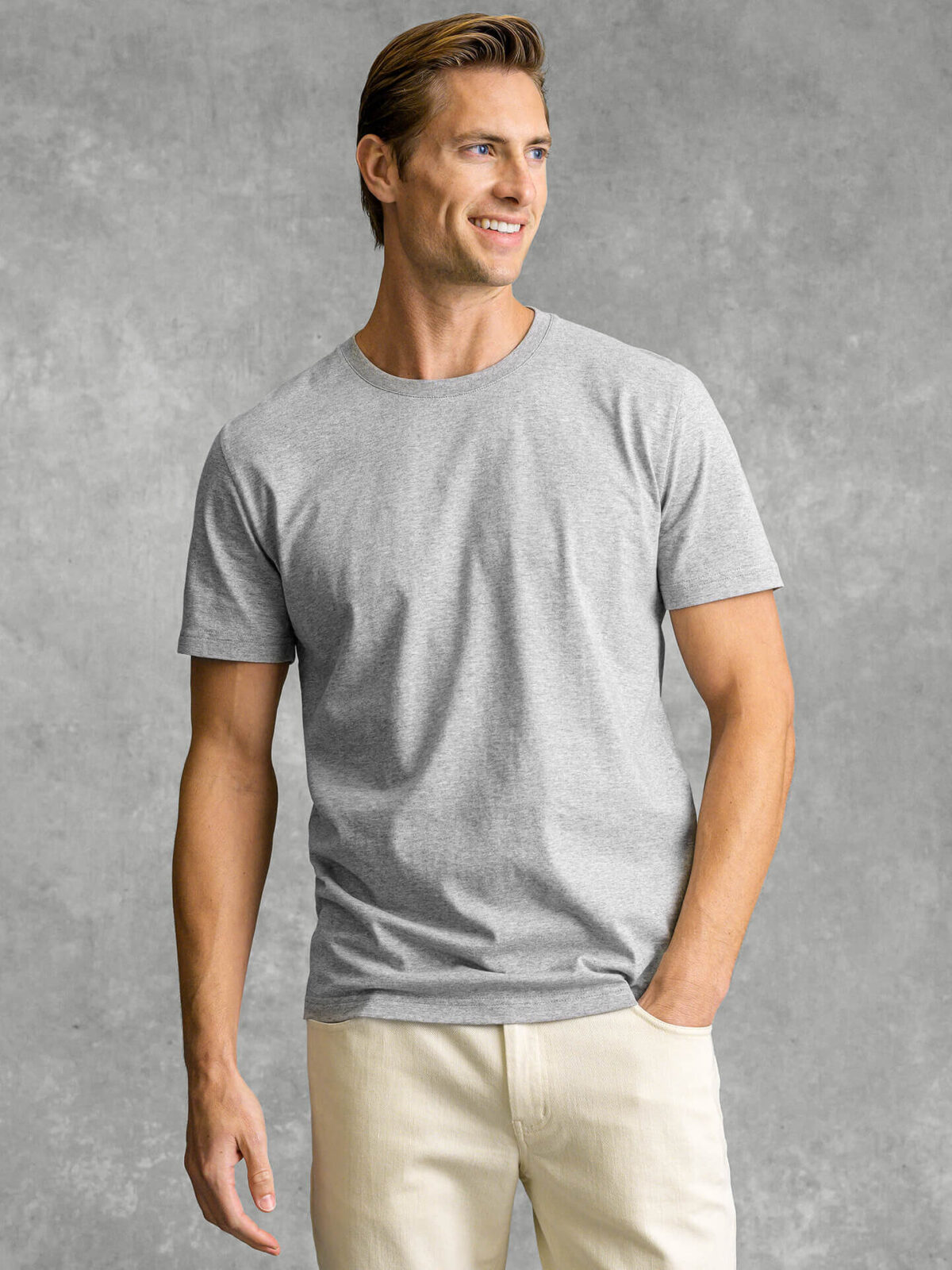 Grey Melange Supima Cotton Crewneck T-Shirt | Proper Cloth