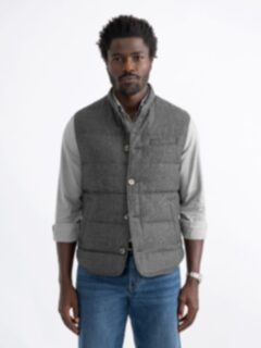 Cortina Charcoal Birdseye Flannel Button Vest - Proper Cloth