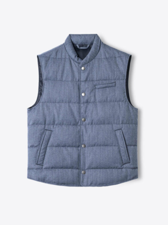 Cortina Blue Herringbone Flannel Snap Vest