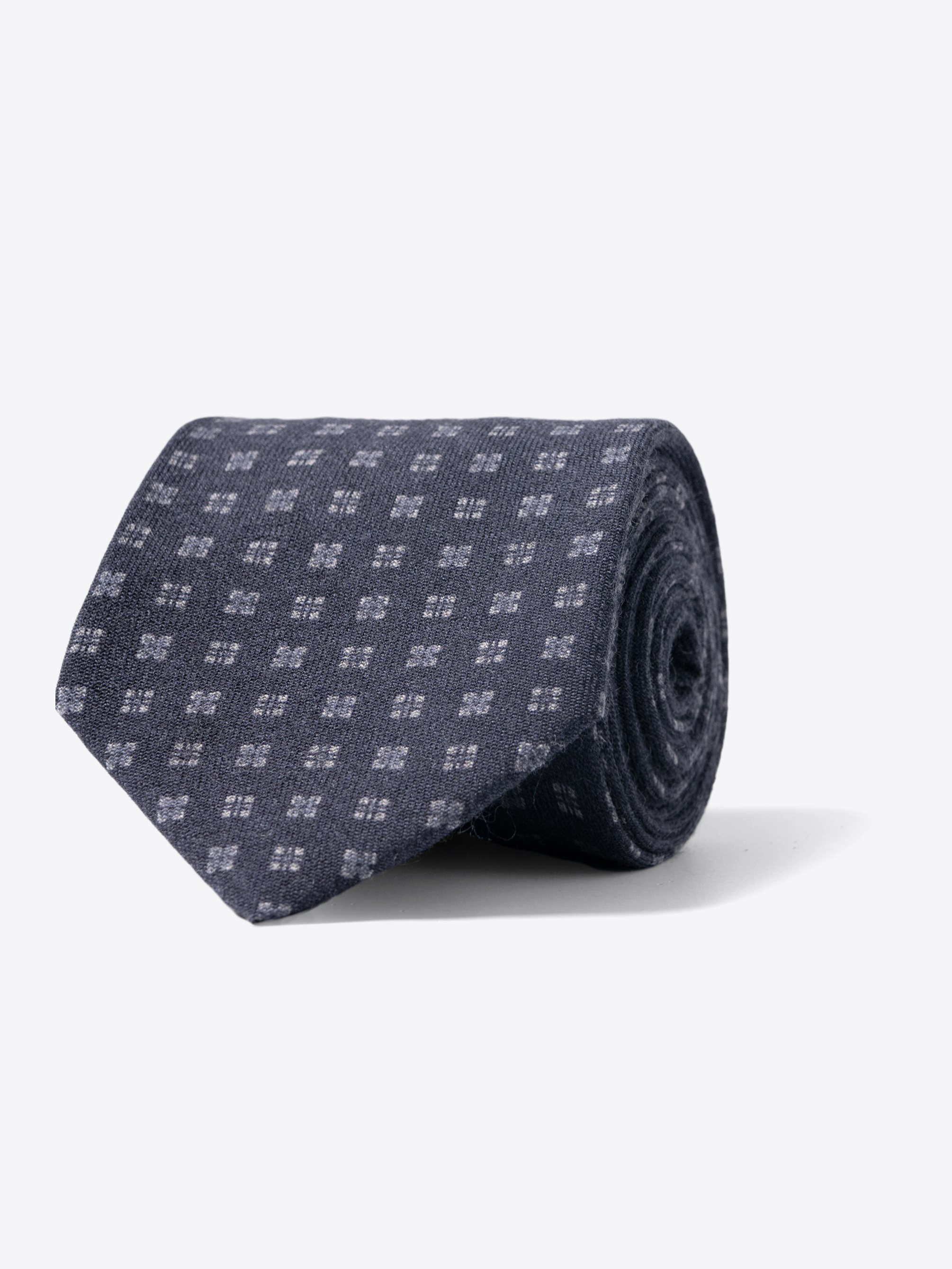 Zoom Image of Navy and Grey Printed Wool Tie