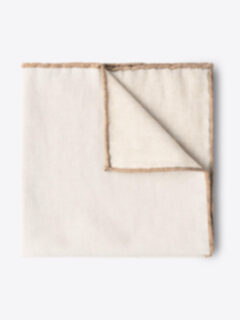 Beige Wool and Cotton Tipped Pocket Square Product Thumbnail 1
