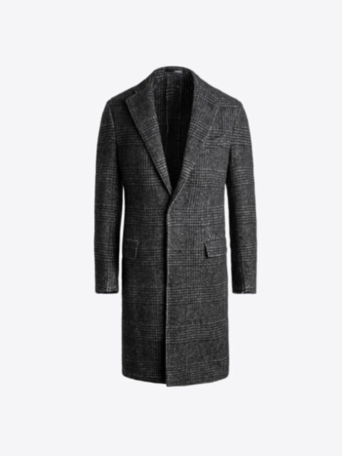 Bowery Dark Grey Glen Plaid Alpaca Blend Coat by Proper Cloth