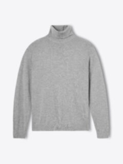 Shop Light Grey Merino Cotton and Cashmere Turtleneck Sweater