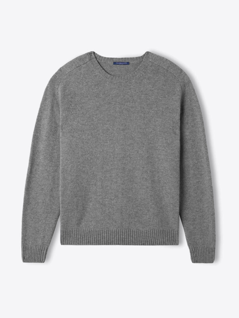 Grey Merino and Cashmere 3-Ply Crewneck Sweater