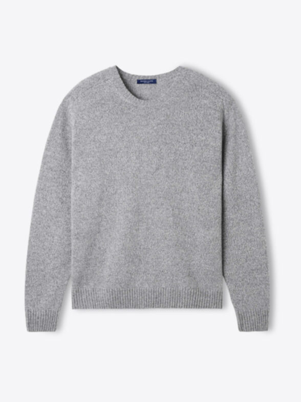 Thumb Photo of Light Grey Marl Merino and Cashmere 3-Ply Crewneck Sweater