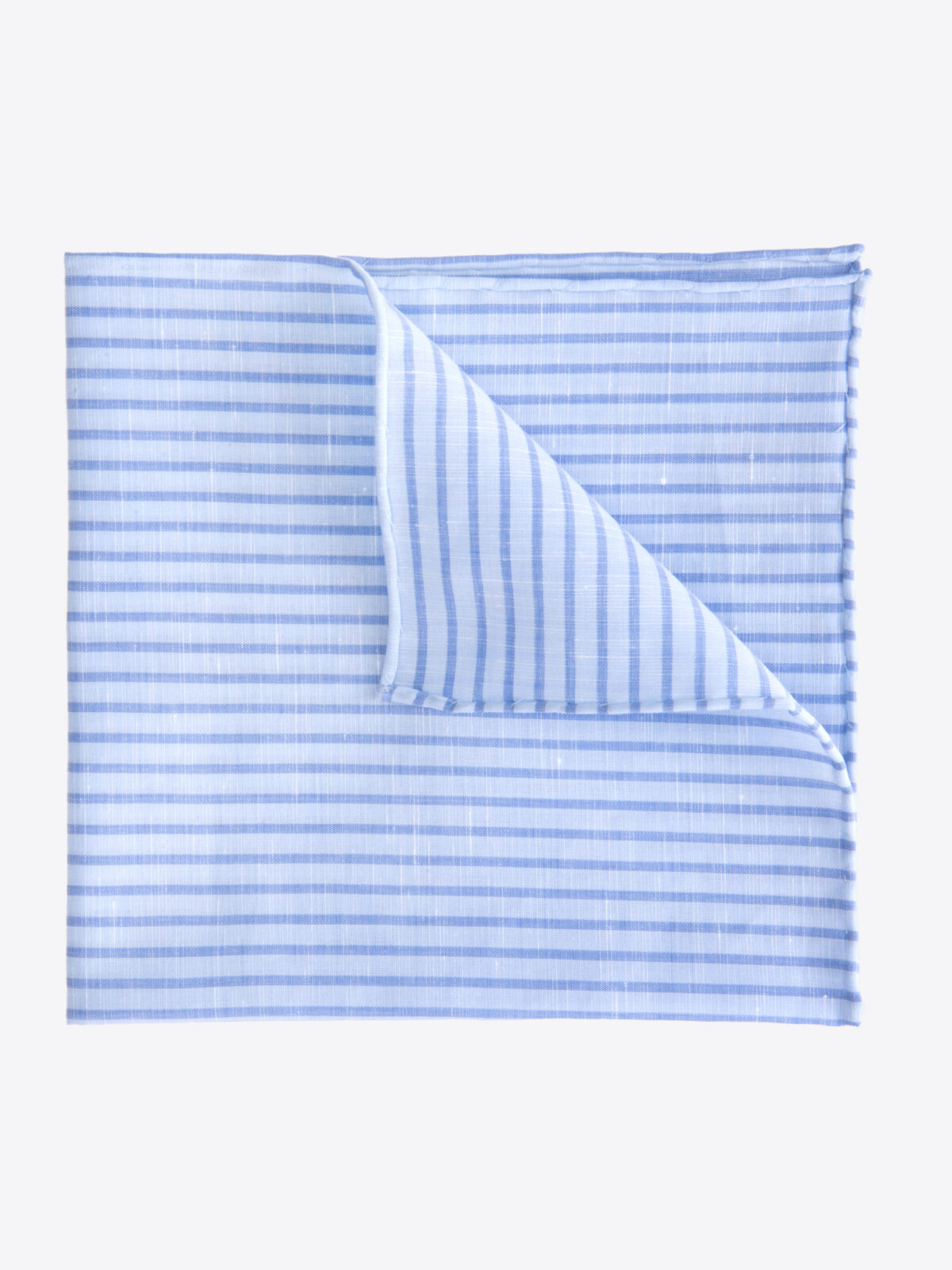 Blue Stripe Cotton Linen Pocket Square