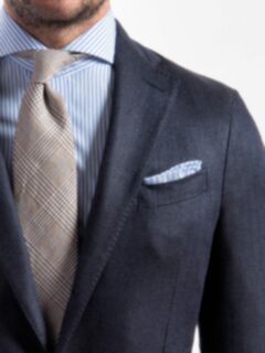 Blue Stripe Cotton Linen Pocket Square Product Thumbnail 4