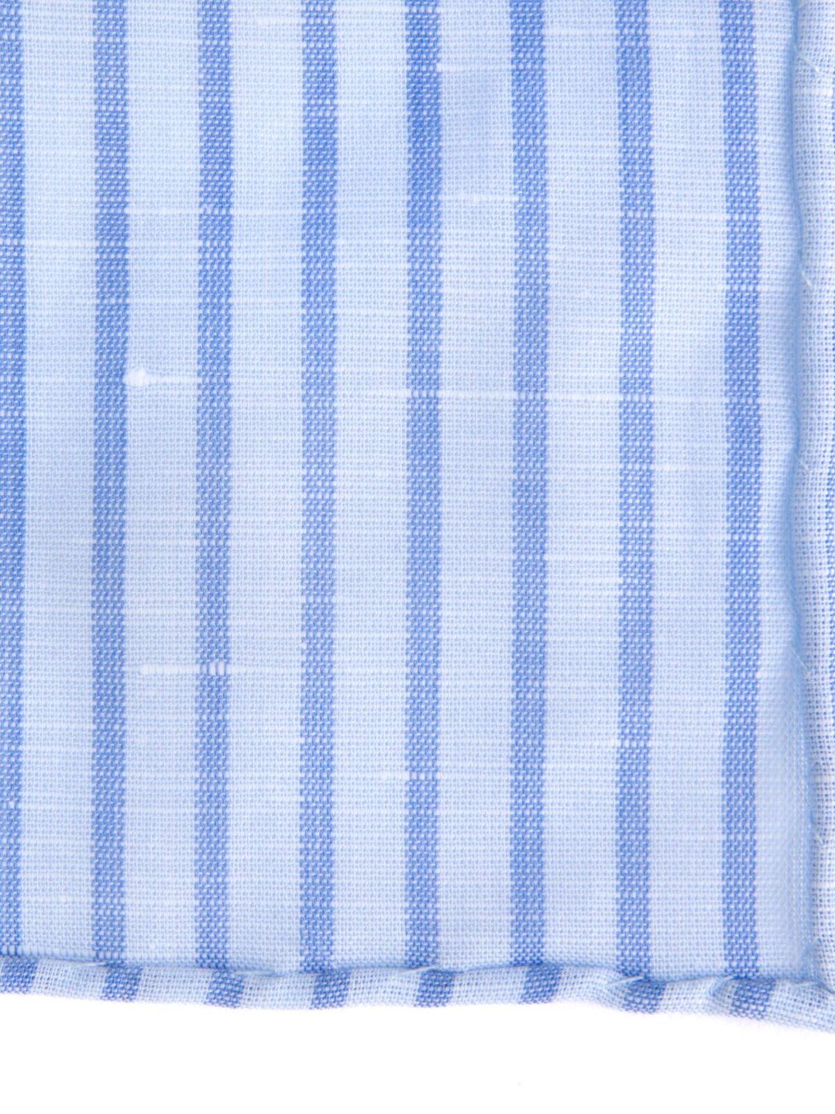 Blue Stripe Cotton Linen Pocket Square