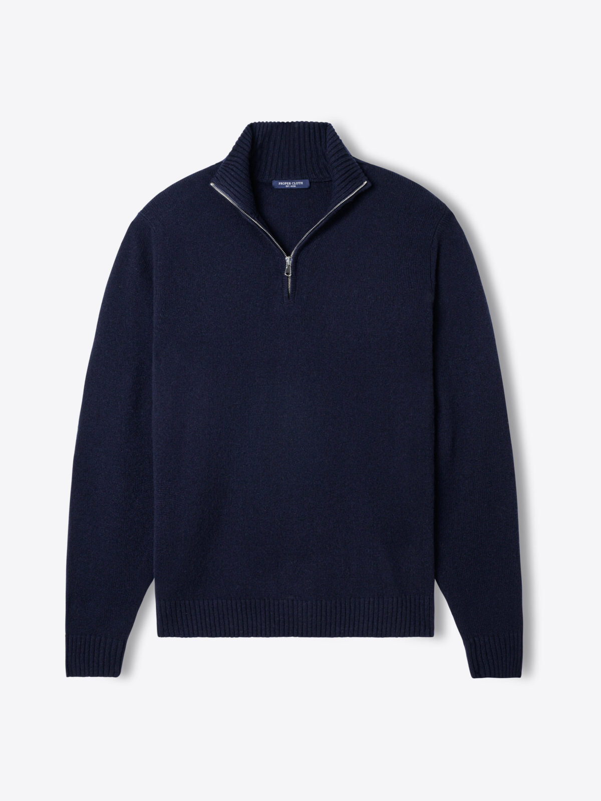 Navy Merino and Cashmere Half-Zip Sweater - Proper Cloth