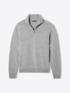 Shop Light Grey Marl Merino and Cashmere Half-Zip Sweater