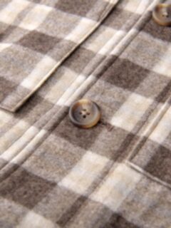 Brown and Beige Plaid Cashmere Blend Shirt Jacket Product Thumbnail 6