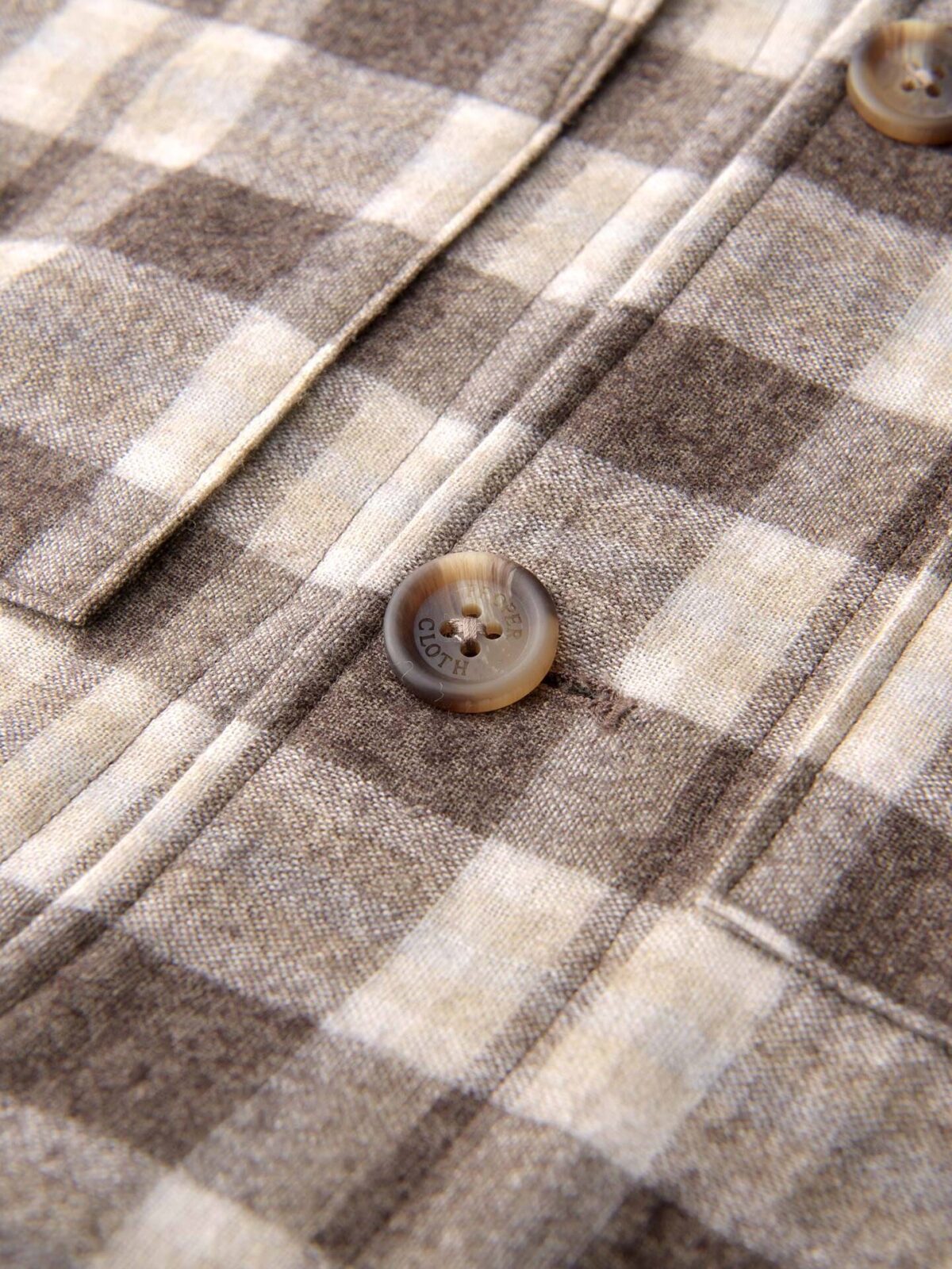 Brown and Beige Plaid Cashmere Blend Shirt Jacket