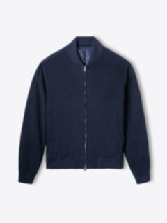 Wythe 2.0 Navy Shaved Cotton Bomber Jacket Product Thumbnail 6