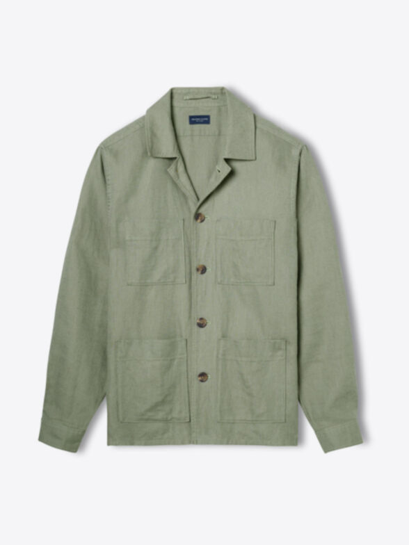 Thumb Photo of Sage Cotton and Linen Shirt Jacket