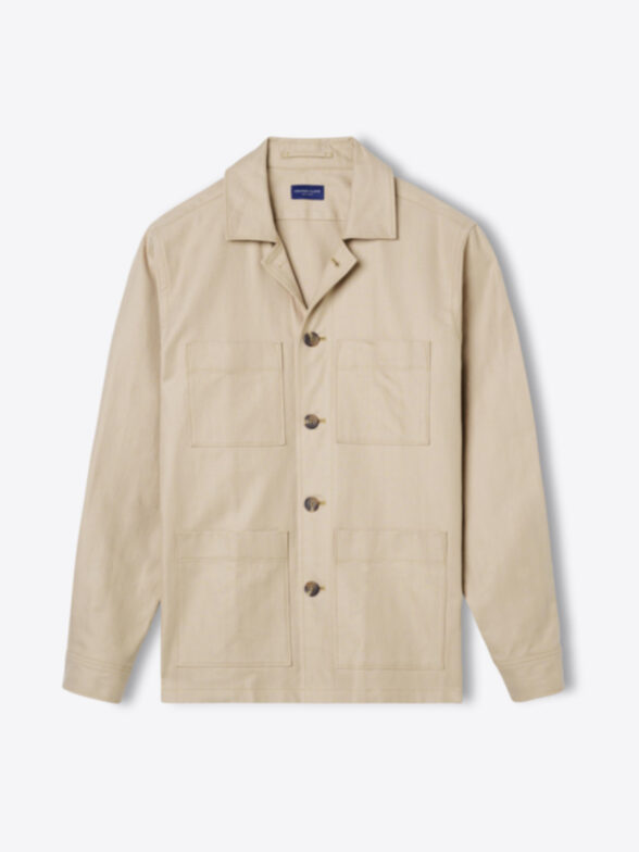 Thumb Photo of Beige Cotton and Linen Shirt Jacket