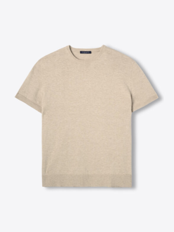 Thumb Photo of Beige Cotton and Silk Knit T-Shirt