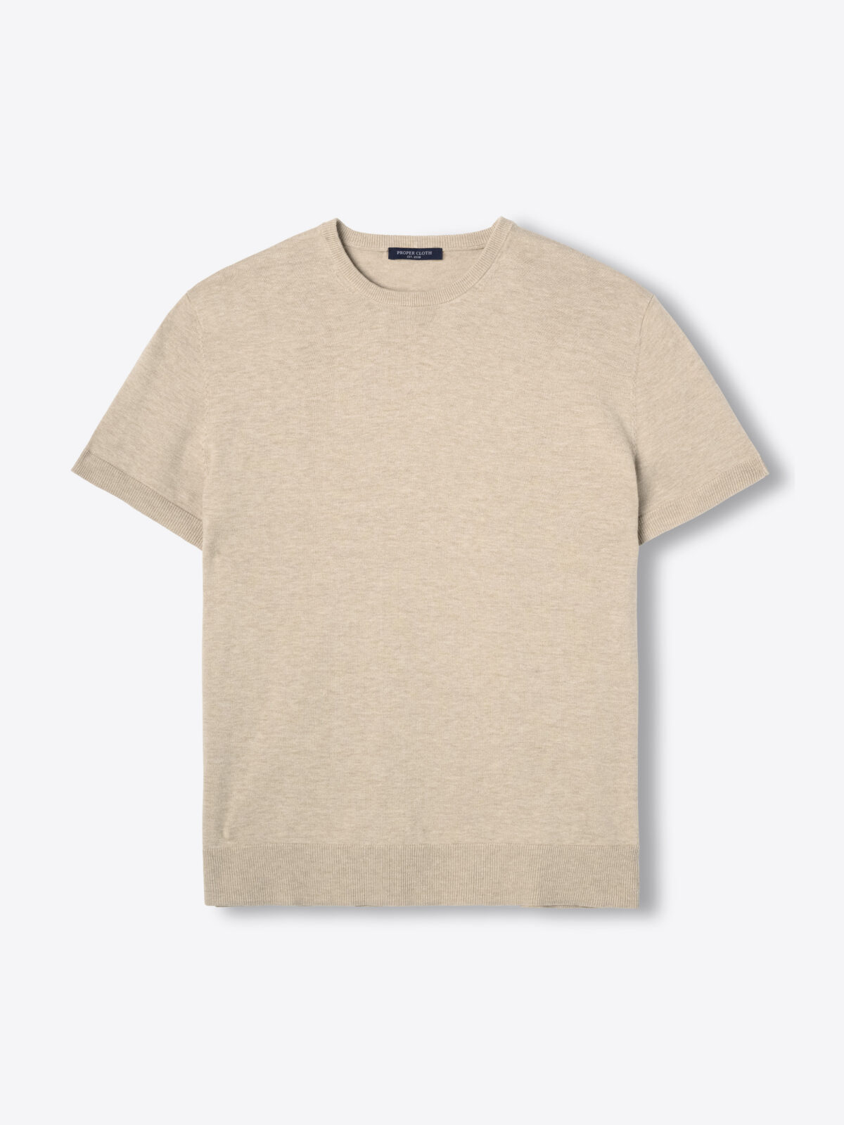 Beige Cotton and Silk Knit T-Shirt