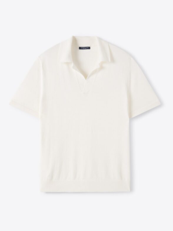 Thumb Photo of Cream Linen Blend Knit Polo