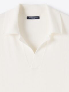 Cream Linen Blend Knit Polo Product Thumbnail 9