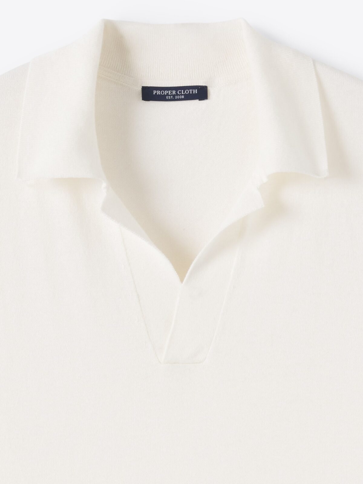 Cream Linen Blend Knit Polo