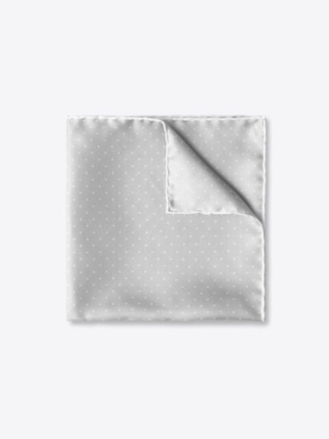 Suggested Item: Light Grey Pindot Silk Tipped Pocket Square