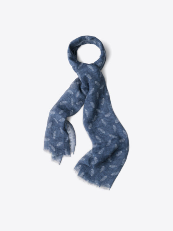 Thumb Photo of Navy Block Print Linen Scarf