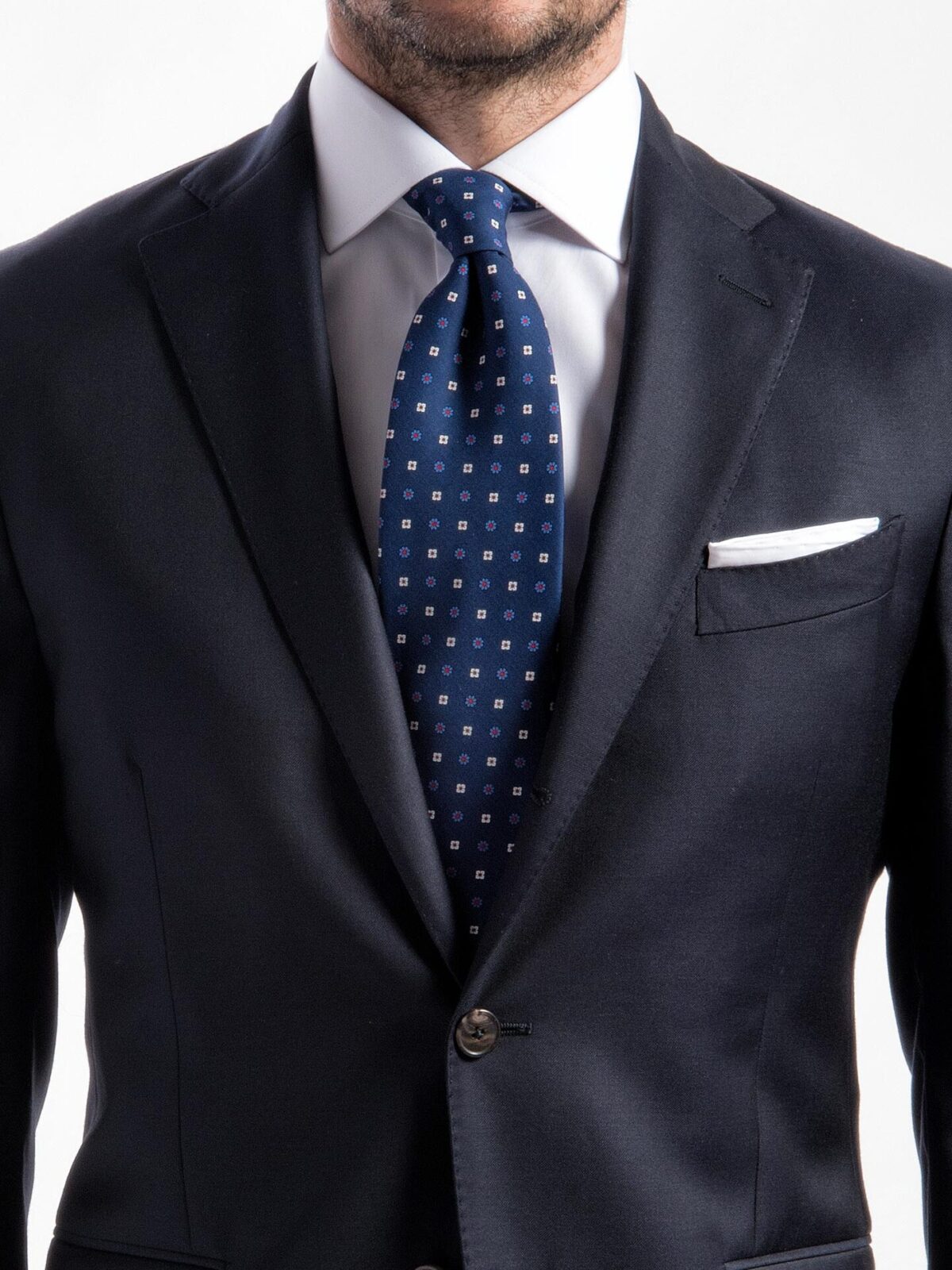 Navy Red Foulard Tie